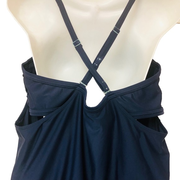 Athleta Womens Mini Dress Navy Ruched Blouson Shelf Bra Activewear 38 B C Goth - Picture 4 of 9